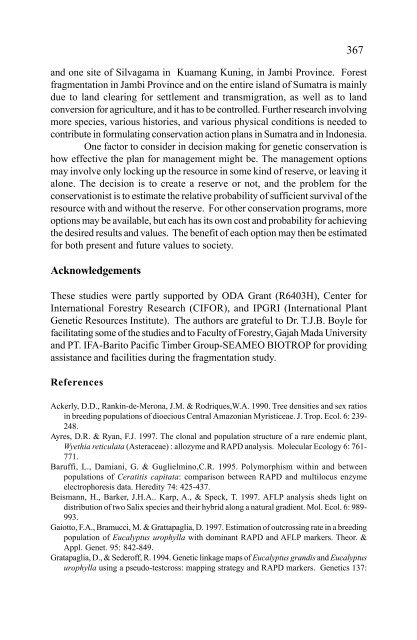 In situ and Ex situ Conservation of Commercial Tropical Trees - ITTO