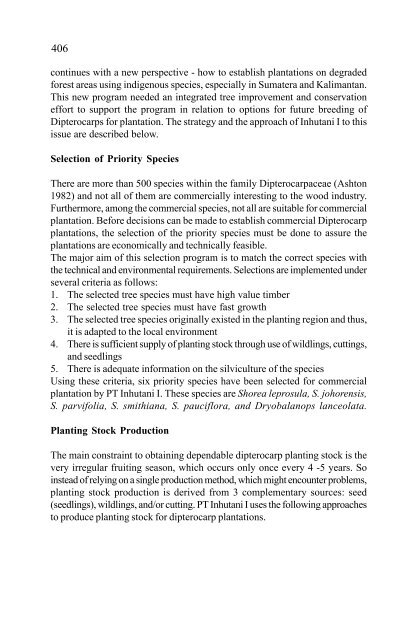 In situ and Ex situ Conservation of Commercial Tropical Trees - ITTO