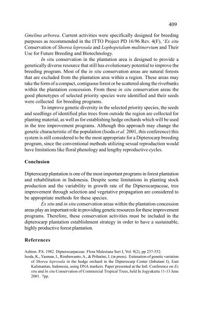 In situ and Ex situ Conservation of Commercial Tropical Trees - ITTO