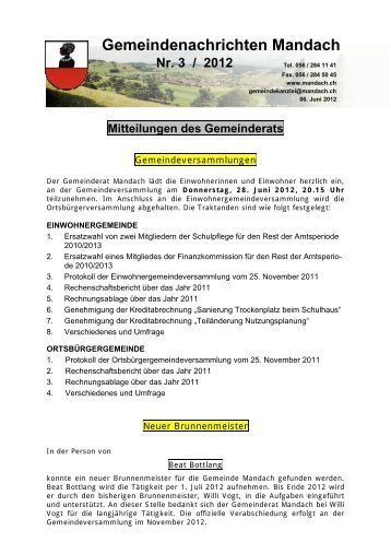 Gemeindenachrichten - Gemeinde Mandach