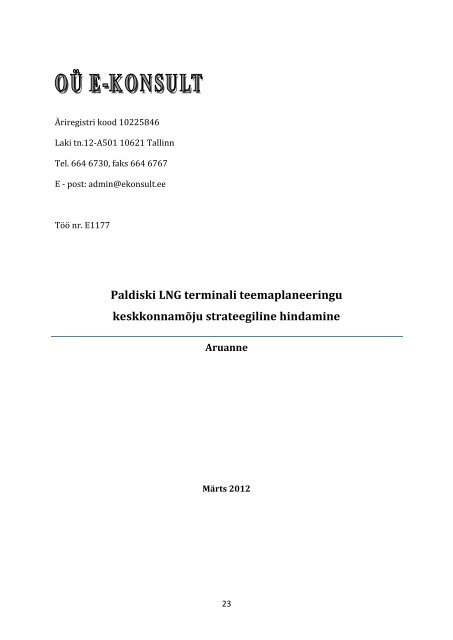 Paldiski LNG terminali teemaplaneeringu keskkonnamõju ...