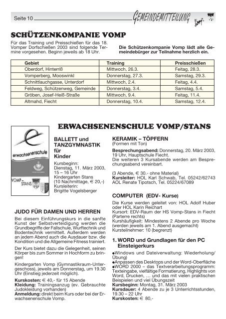 gemeindemitteilung - Gemeinde Vomp - Land Tirol