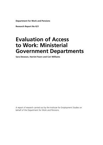 Evaluation of Access to Work: Ministerial Government Departments