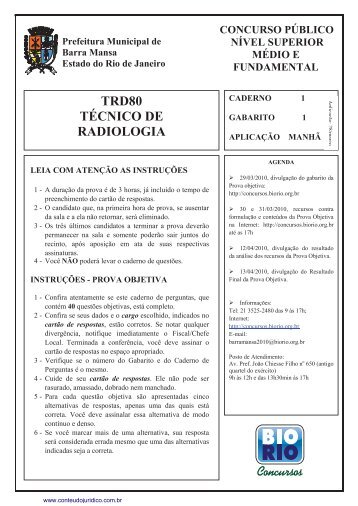 TRD80 TÃCNICO DE RADIOLOGIA