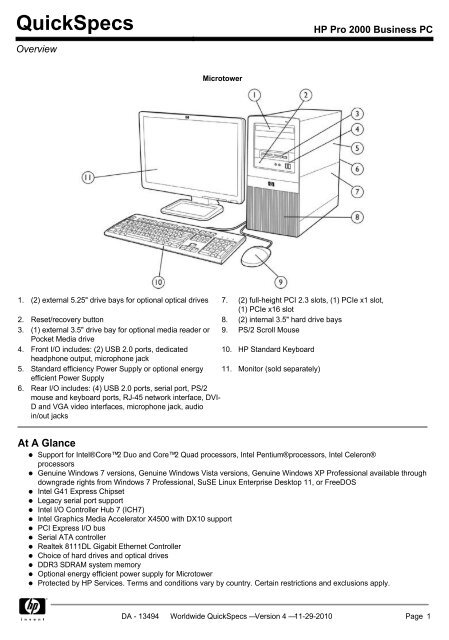 HP Pro 2000 Business PC