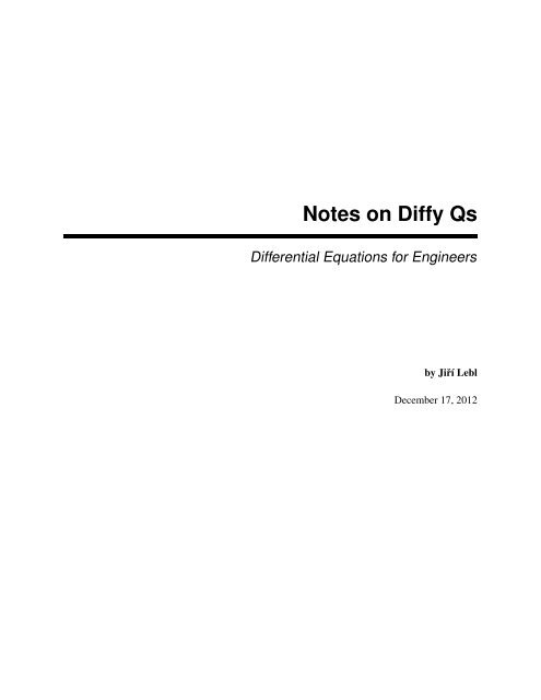 Notes on Diffy Qs: Differential Equations for Engineers - Jirka.org