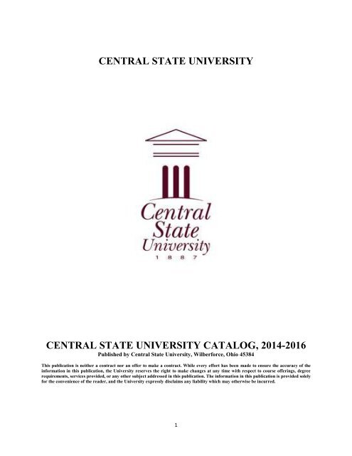 Course Catalog Central State University