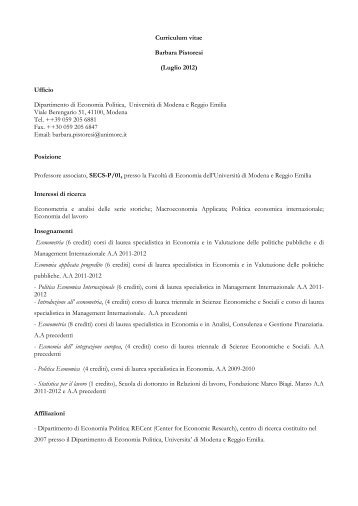 CV OF ALBERTO RINALDI - RECent