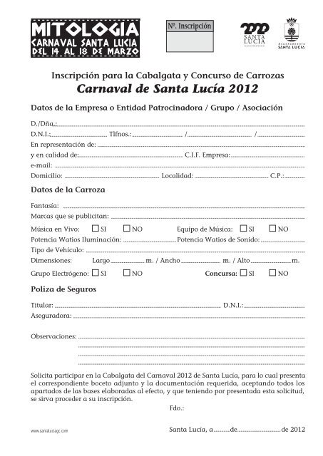 Hojas de Inscripcion Cabalgata - Ayuntamiento de Santa Lucía