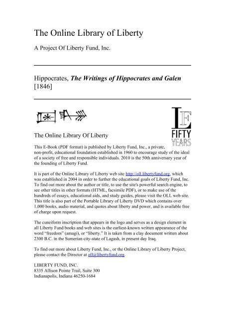 The Writings Of Hippocrates And Galen 912 Freedom Library