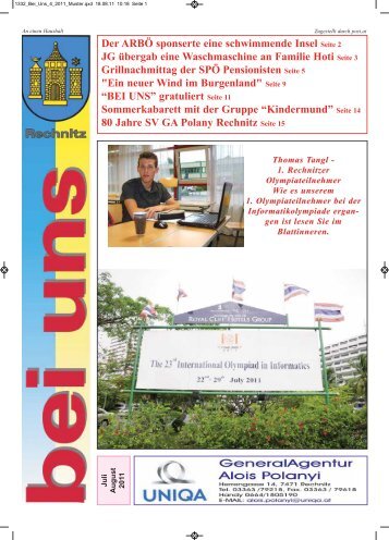 âbei unsâ â Ausgabe August 2011 - Gemeinde Rechnitz