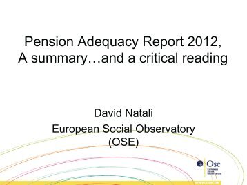 Pension Adequacy Report 2012, A summaryâ¦and a critical reading