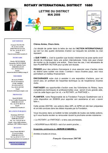 NÂ°11 - Mai 2008 Action Internationale des Clubs - Rotary France ...