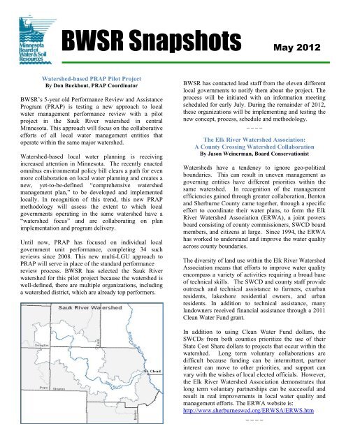 BWSR Snapshots - Minnesota Board of Water and Soil Resources