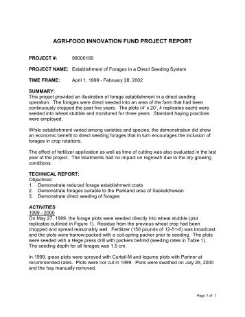 AGRI-FOOD INNOVATION FUND PROJECT REPORT - Agriculture