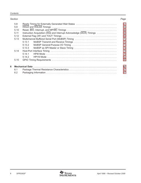 TMS320VC5409 Fixed-Point Digital Signal ... - Texas Instruments