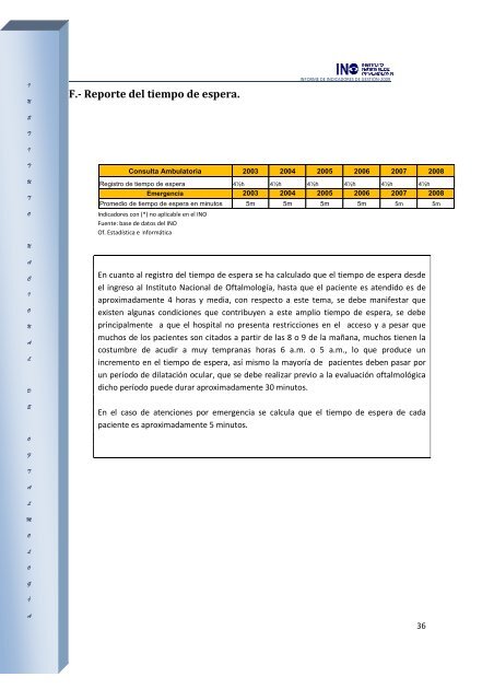 INO INFORME DE INDICADORES HOSPITALARIOS 2009 - Instituto ...