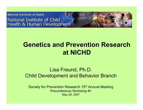 Lisa Freund, NICHD - Society for Prevention Research