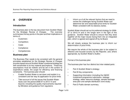 scottish water second draft business plan scottish water second draft business plan