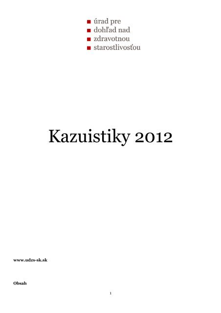 Kazuistiky 2012 - Ãrad pre dohÄ¾ad nad zdravotnou starostlivosÅ¥ou