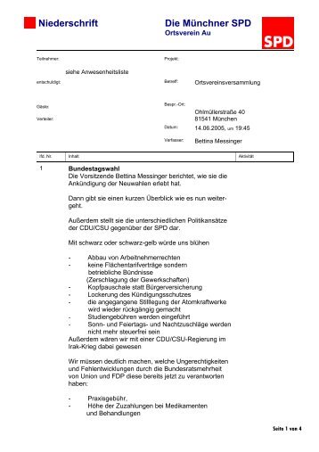 Protokoll - SPD Ortsverein München-Au