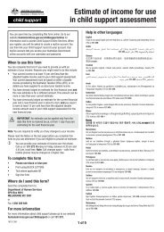 Estimate of Income for use in Child Support Assessment form