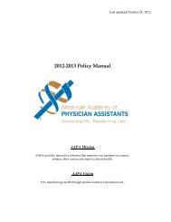 AAPA's Policy Manual - American Academy of Physician Assistants