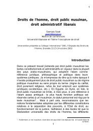 Droits de l'homme, droit public musulman, droit administratif libanais