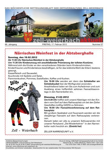 Närrisches Weinfest in der Abtsberghalle - Zell-Weierbach