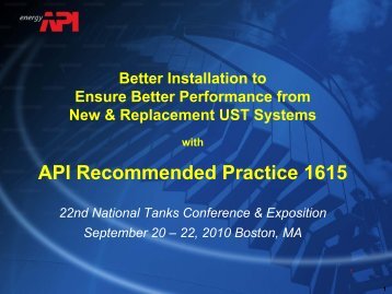 API Recommended Practice 1615 - NEIWPCC