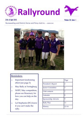 April 2013 Rallyround - Nunawading and District Horse and Pony ...