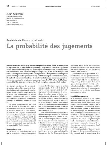 La probabilitÃ© des jugements - Nieuw Archief voor Wiskunde