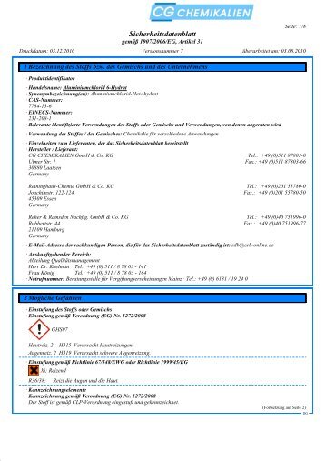 Sicherheitsdatenblatt - Reininghaus