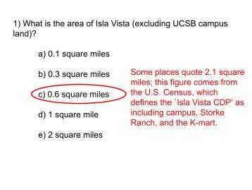 1) What is the area of Isla Vista (excluding UCSB ... - UCSB HEP
