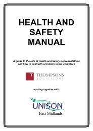 Health and safety manual for UNISON East Midlands