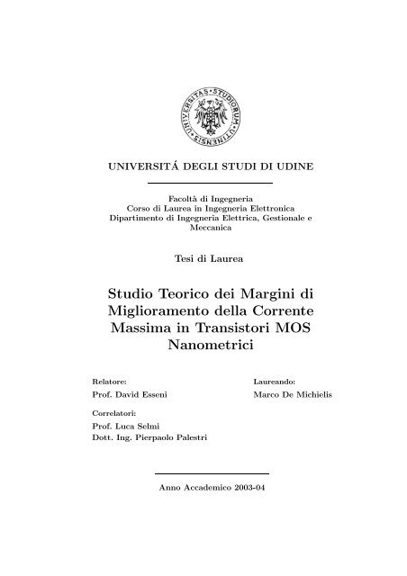 Studio Teorico dei Margini di Miglioramento della Corrente ... - diegm