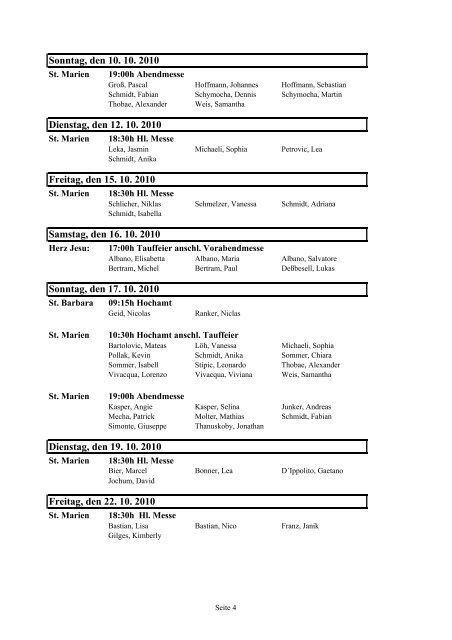 MessdienerplÃ¤ne 2010 - Kath. Kirchengemeinde St. Marien ...