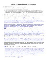 CSCI 4717 – Memory Hierarchy and Cache Quiz - Etsu