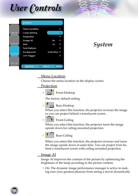 User Controls - Lampe-videoprojecteur.info