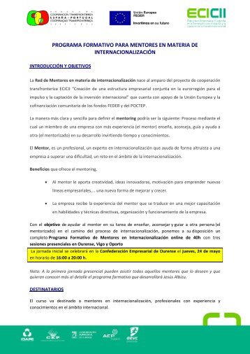 programa formativo para mentores en materia de ... - Mentoring