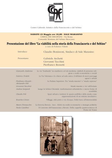 La viabilitÃ  nella storia della Franciacorta e del Sebino