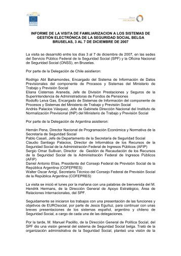 Page 1 INFORME DE LA VISITA DE FAMILIARIZACION A LOS ...