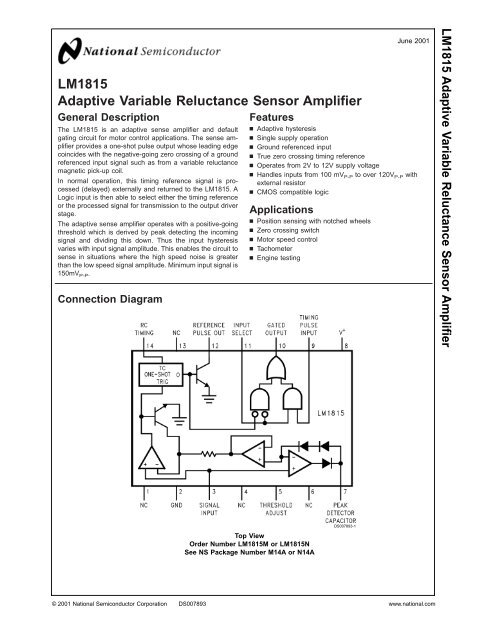 LM1815 Adaptive Variable Reluctance Sensor Amplifier - Not2Fast