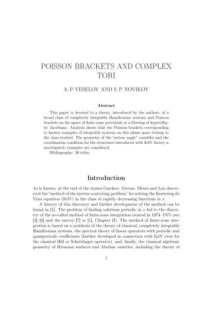 POISSON BRACKETS AND COMPLEX TORI
