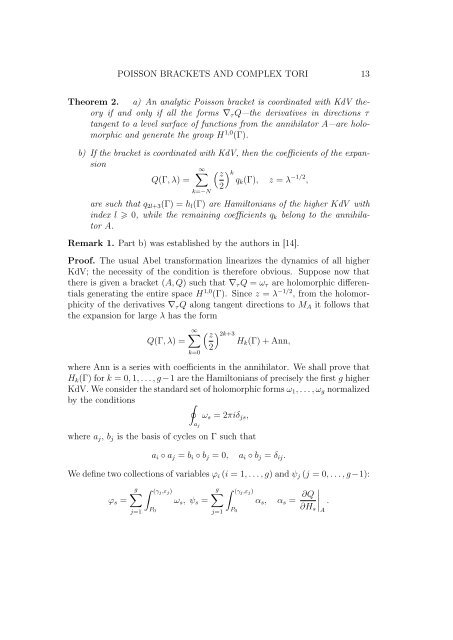 POISSON BRACKETS AND COMPLEX TORI