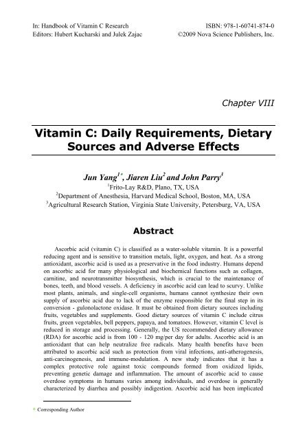 Handbook of Vitamin C Research