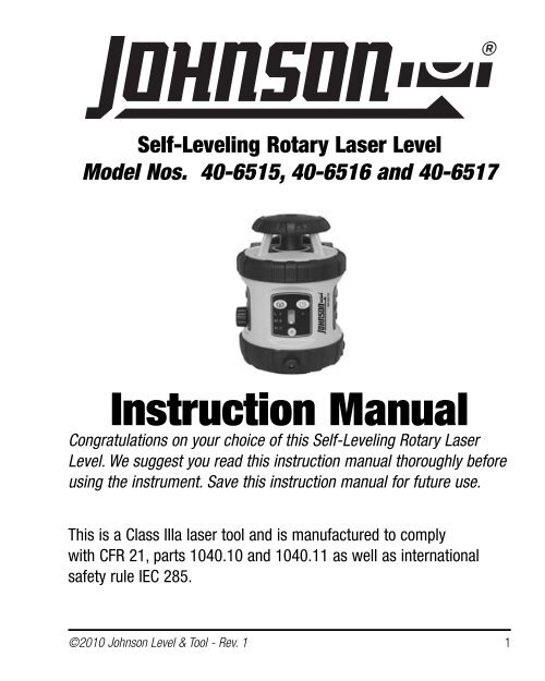 Instruction Manual - Johnson Level