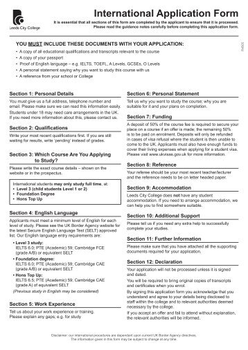 International Application Form - Leeds City College