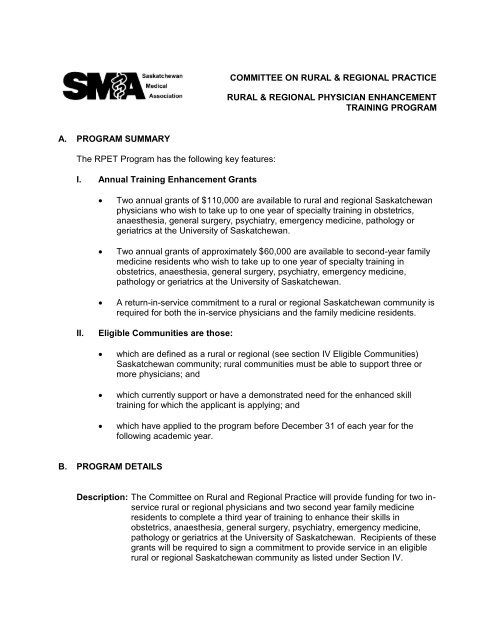 committee on rural & regional practice - Saskatchewan Medical ...