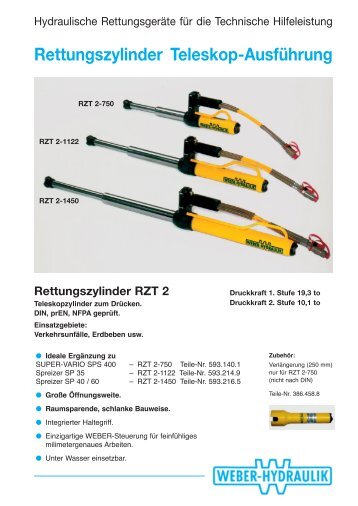 Rettungszylinder Teleskop-AusfÃ¼hrung - Weber-Hydraulik GmbH